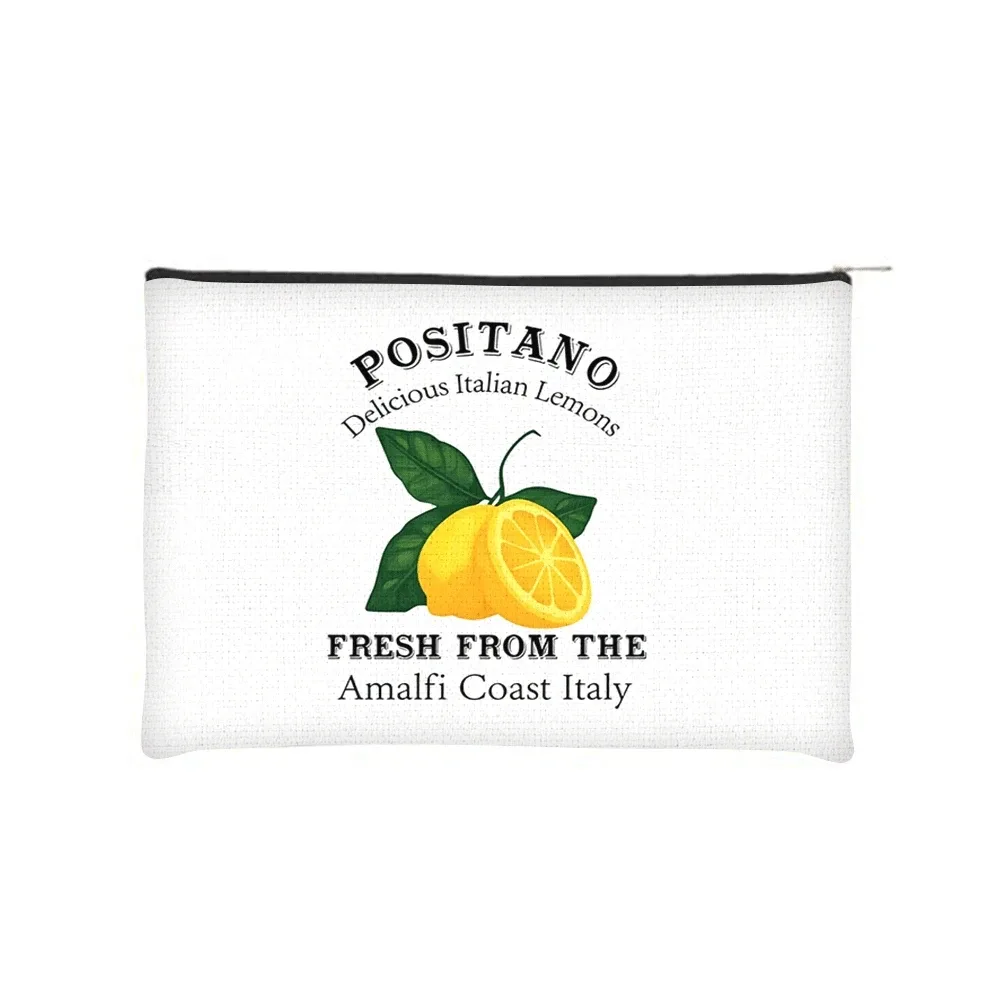 la dolce vita amalfi coast italia pochette à fermeture éclair avec imprimé citron italien, trousse à cosmétiques pour femme, organiseur de toilette pour la plage et les voyages