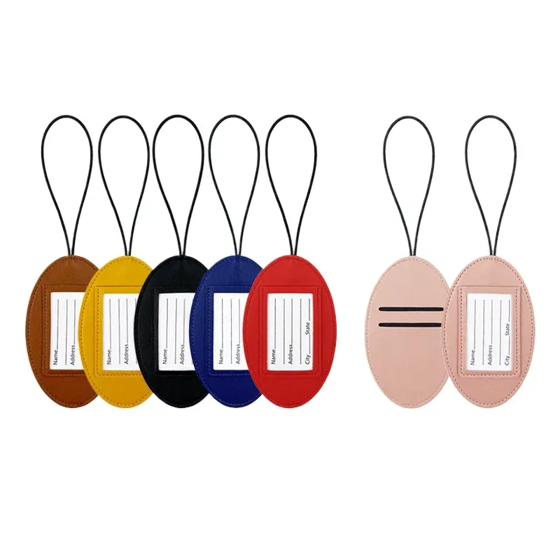 étiquette de bagage en cuir pu, mini, mignonne, pour nom, identification, carte d'embarquement, accessoires de voyage