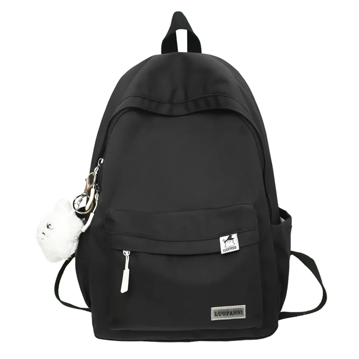 sac dos nylon imperméable vert pastel rouge beige noir poche avant zippée pomponneuse blanche bandoulière arquée usage voyage