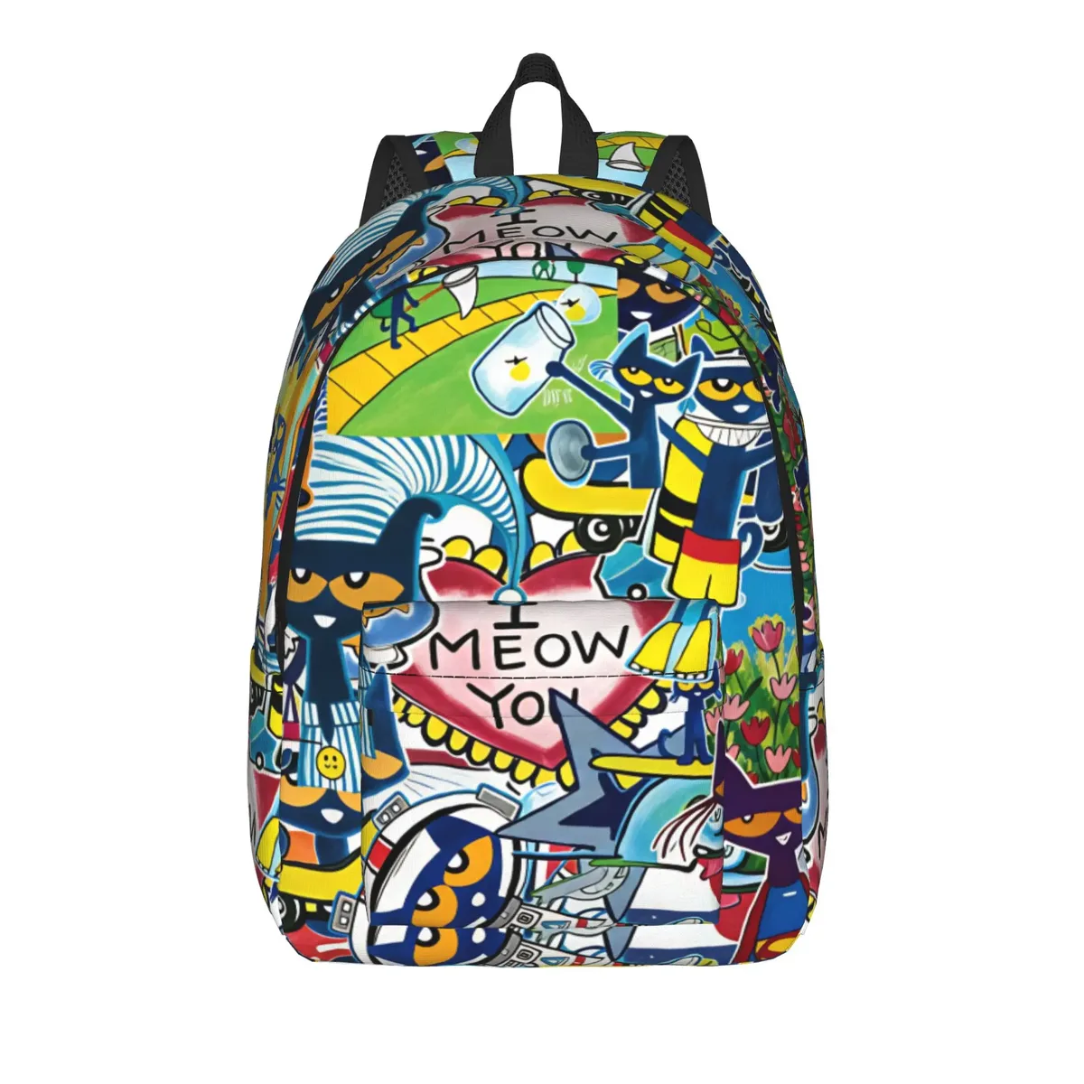 sac à dos pete the cat i love my white shoes pour garçon, en polyester, grand sac à dos esthétique pour l'école secondaire, idéal pour l'entraînement