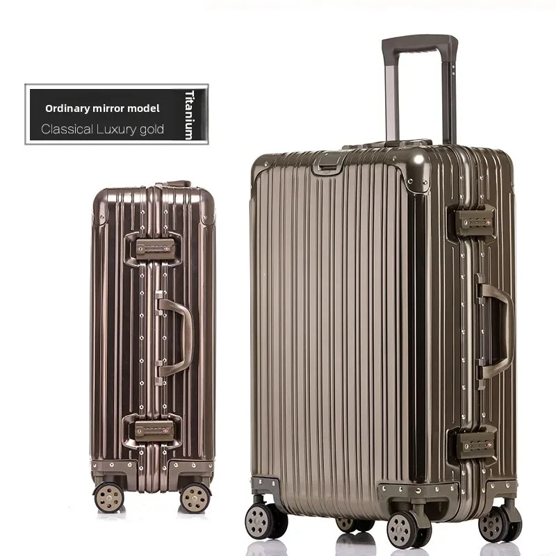 klqdzms bagage de voyage de haute qualité en alliage d'aluminium et de magnésium, grande capacité, valise de voyage de 20 pouces, sac de voyage d'affaires