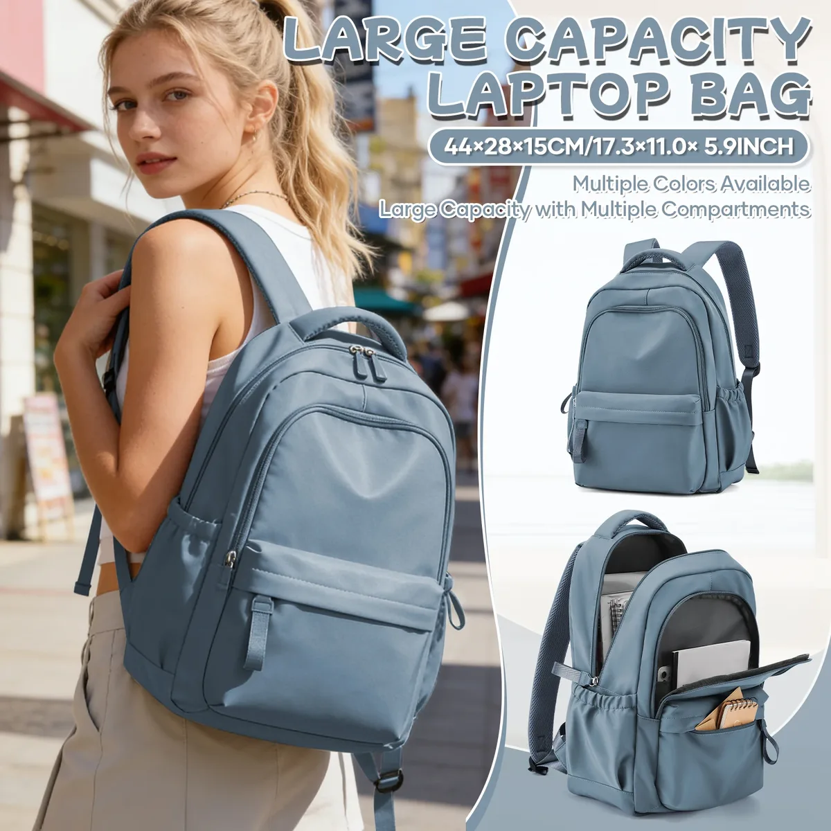 sac à dos scolaire pour adolescentes, sacs à livres décontractés imperméables, sac de jour de voyage léger, sac à dos universitaire basique pour ordinateur portable pour femme