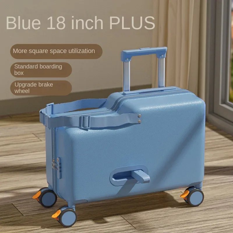 valise pour enfants de 21 pouces, valise de voyage en cabine assise pour monter, garçon et fille, cheval en bois, boîtier de chariot pc, roue de frein universelle, bagages pour bébé