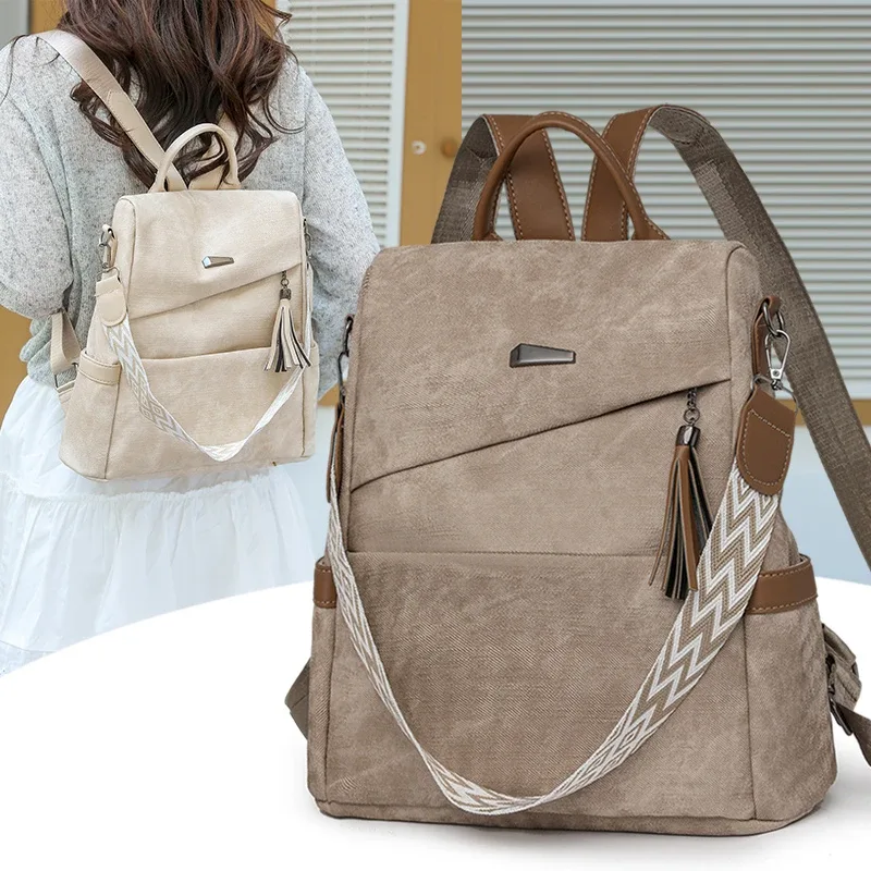 sac à dos en cuir pu de bonne qualité pour femmes, sac à bandoulière de styliste, sac de jour de grande capacité, sac d'école pour filles