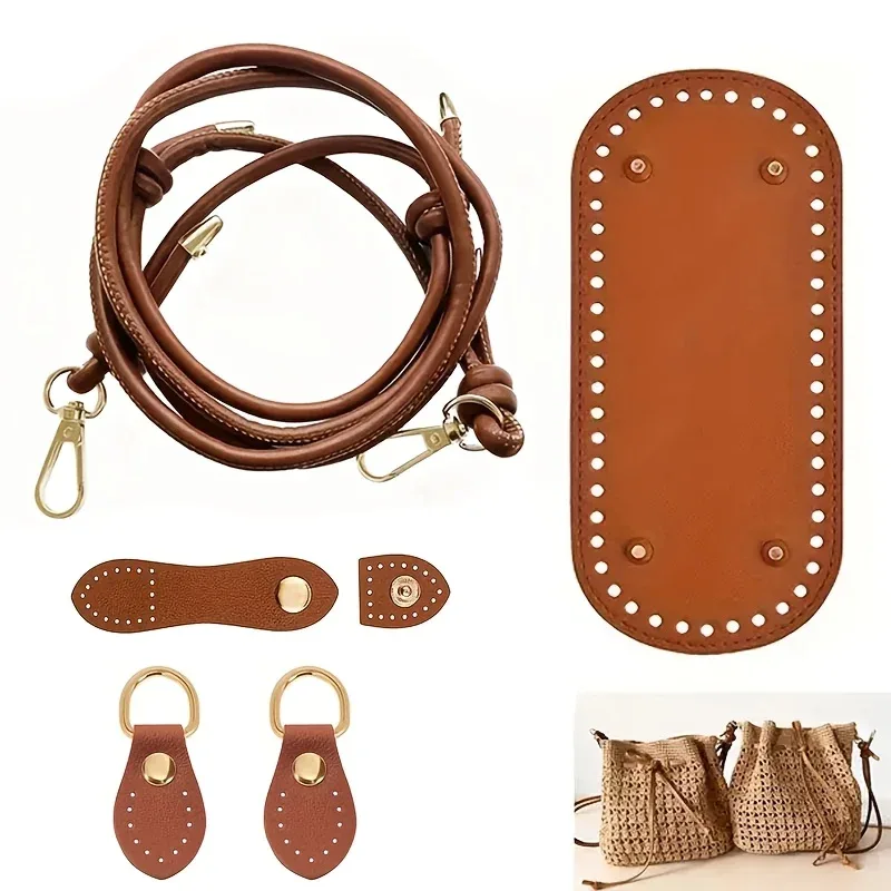 ensemble de fabrication de sacs au crochet en 4 parties |     boucle réglable en similicuir, boucle de base et boucle en forme de gourde, sac à bandoulière tendance en similicuir, matériaux artisanaux faits main, faciles à réaliser, accessoires de sac diy, matériaux pour la fabrication de portefeuilles, fabrication de portefeuilles diy.