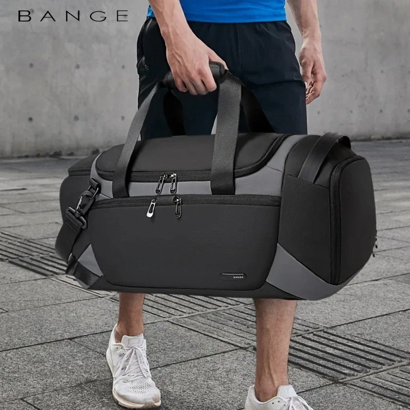sac voyage sacoche polochon oxford nylon noir beige format rectangulaire arrondi poignées tissu imperméable polyvalent hommes