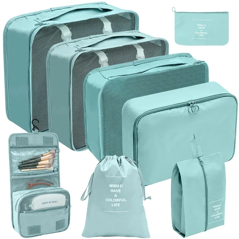 7/8/9 pièces nouvel ensemble organisateur de voyage sacs de rangement grande capacité valise stockage bagages vêtements tri organisateur ensemble pochette à chaussures