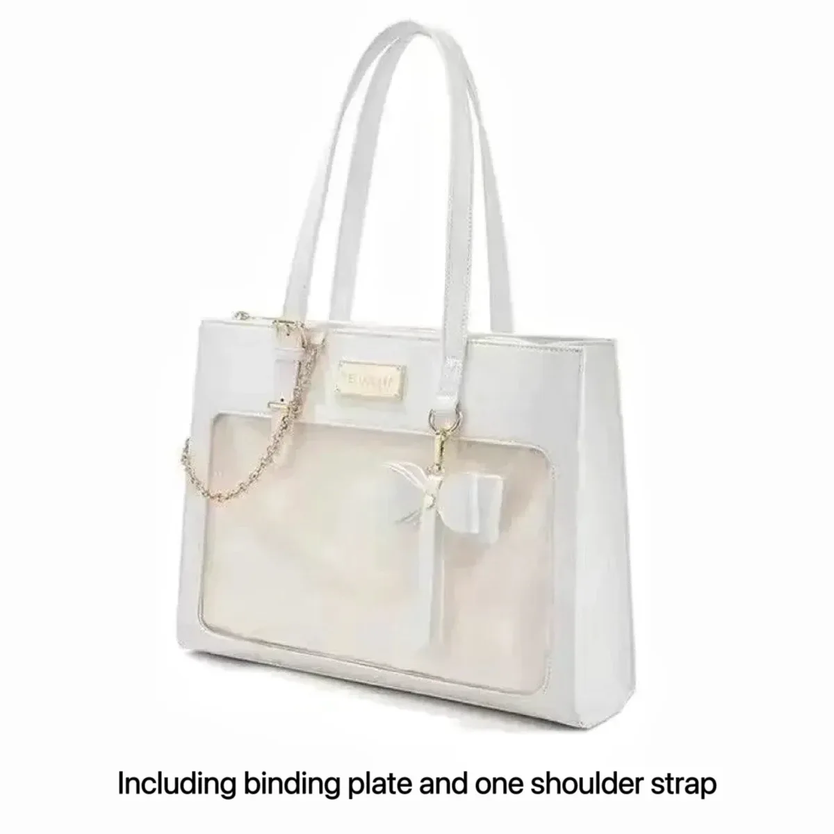 sac à main ita avec nœud pour femmes, fourre-tout à la mode, sac à bandoulière transparent pour fille douce, sac à bandoulière lolita, bricolage avec badge d'affichage