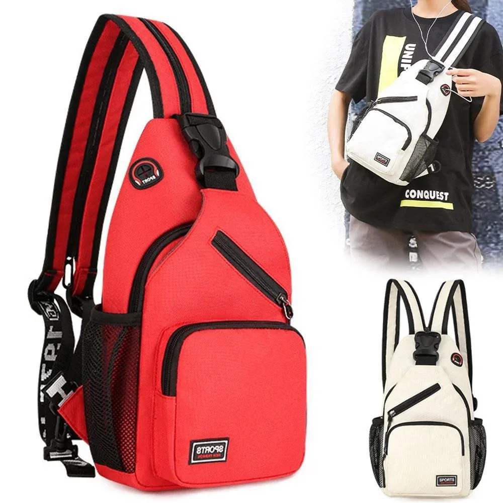 kismis messager épaule multi-fonctionnel hommes et femmes sac à dos sac de poitrine sac à dos de voyage avec trou pour casque