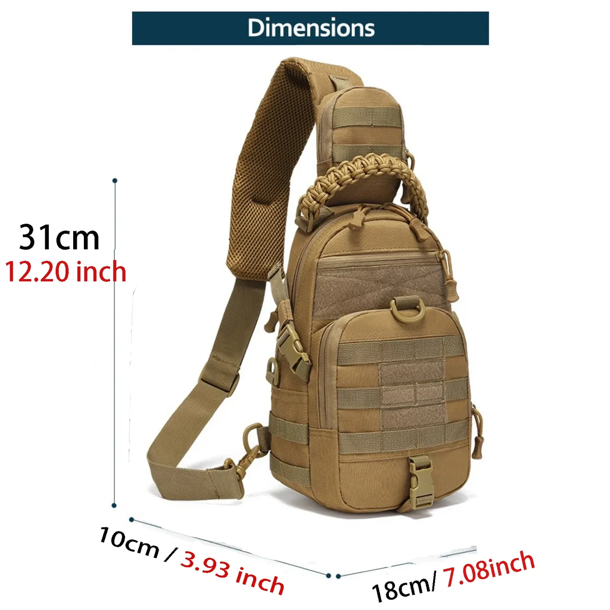 thuram – sac de poitrine de voyage, sac à bandoulière tactique pour hommes, sac à dos militaire en nylon, système molle