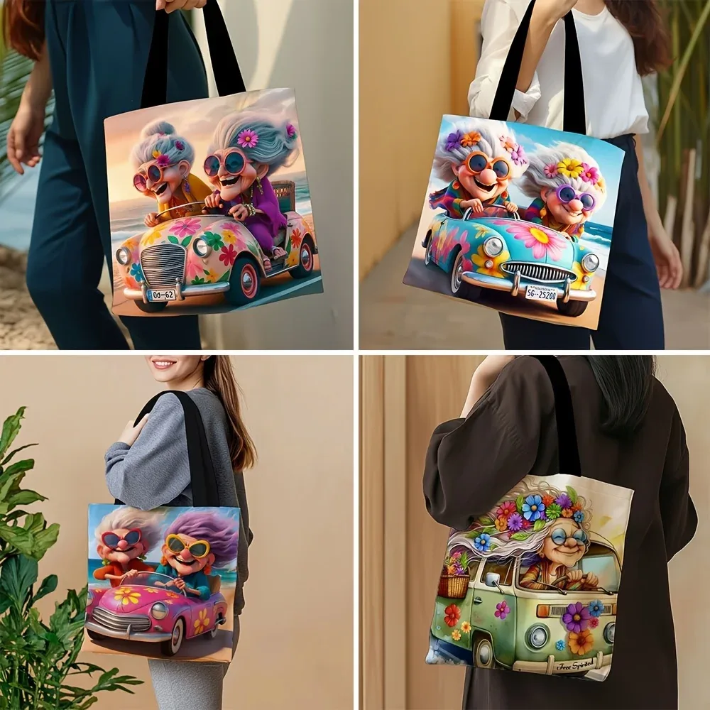 Grand-mère conduite sac à provisions cadeau d'anniversaire pliable mode sac à bandoulière décontracté Portable grands sacs à provisions pochette de rangement