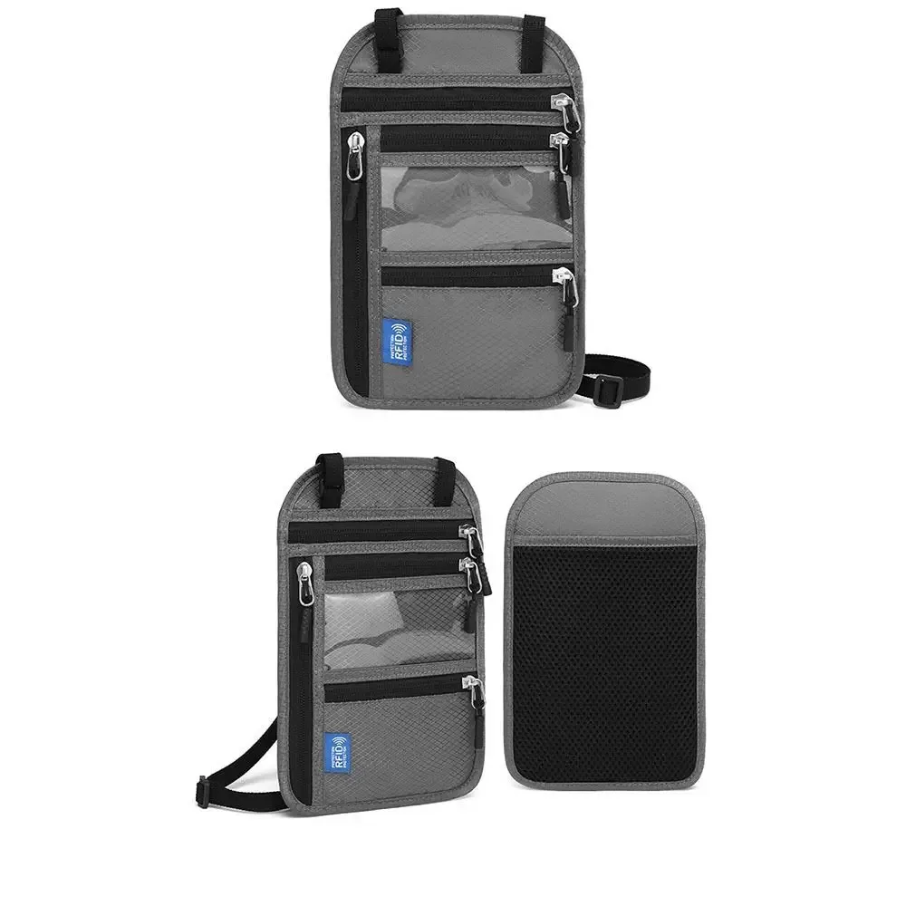 sac de passeport rfid bloquant la rfid, portefeuille de cou antivol multi-poches, étanche avec sangle de cou réglable, pochette à bandoulière pour hommes