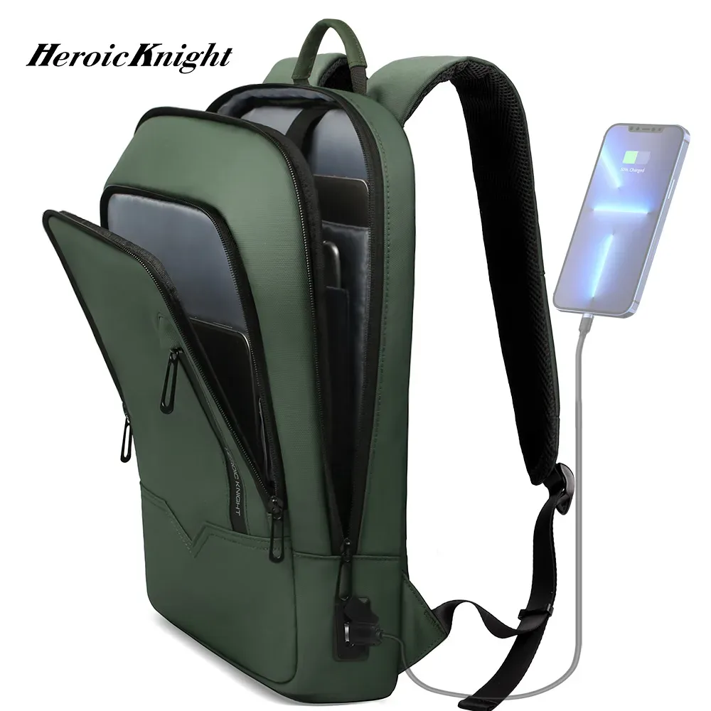 Sac à dos Heroic Knight pour hommes, sac à dos d'affaires mince pour tablette, sac à dos de voyage léger pour ordinateur portable 14 "15.6" 17 pouces pour le travail et l'université
