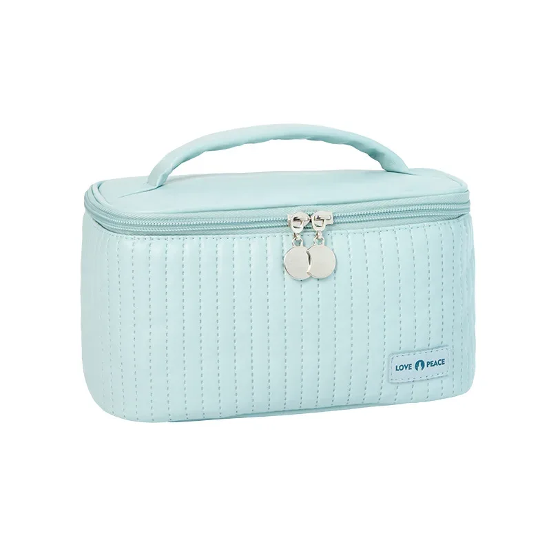 sacs de maquillage pour femmes, trousse de toilette de voyage, étuis mignons, sac portable, boîte organisatrice de maquillage de couleur unie, trousse à cosmétiques, neceser en cuir pu