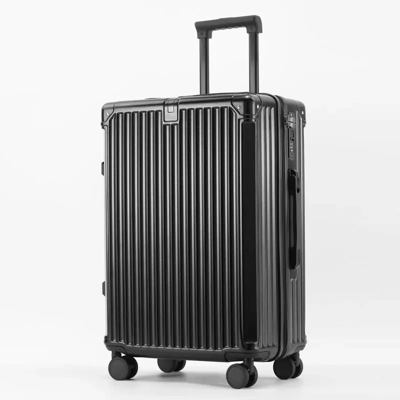 valise abs + pc à fermeture éclair, bagage multifonctionnel de grande capacité, étui de voyage avec crochet porte-gobelet, roue rotative 20", 24", 28"