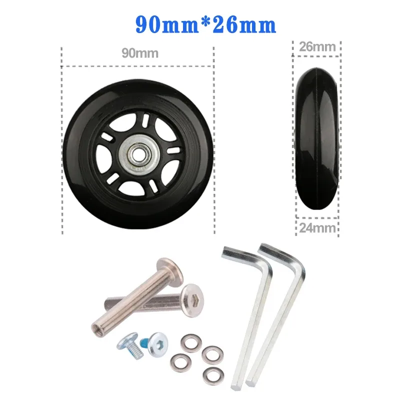 roues de remplacement à vis pour valise de voyage, kit de réparation d'essieu de roue 40/45/50/60/70/80/90/100/110/120mm, roulettes silencieuses