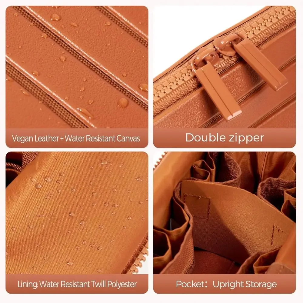 sac de maquillage de voyage de grande capacité, 27 poches, sac à cosmétiques portable, séparateurs réglables pratiques, pochette de rangement pour femmes