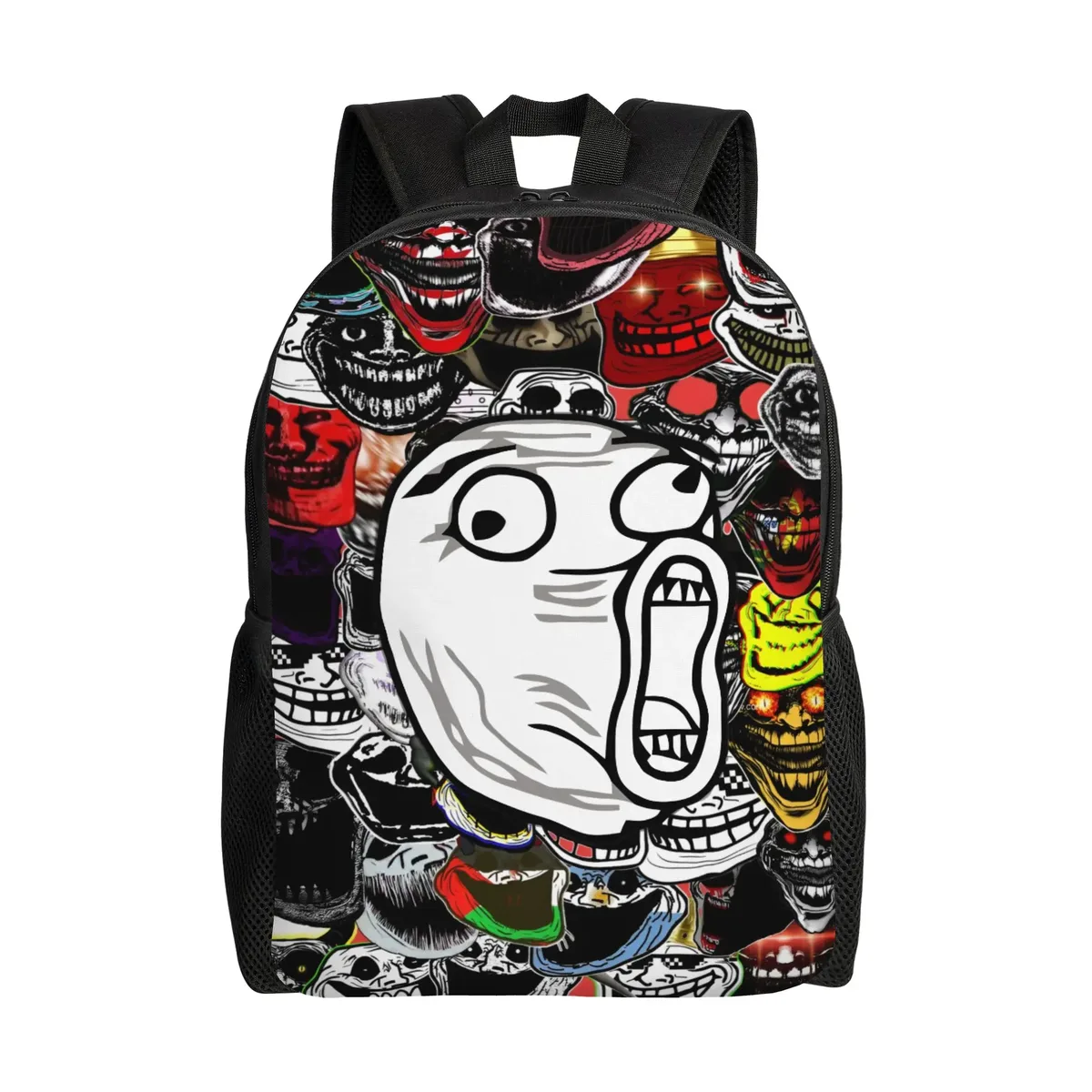 sac à dos personnalisé trollface amusant pour ordinateur portable, sac à dos basique pour femmes et hommes, sac à dos pour l'école, le collège, l'université, sac de dessin animé