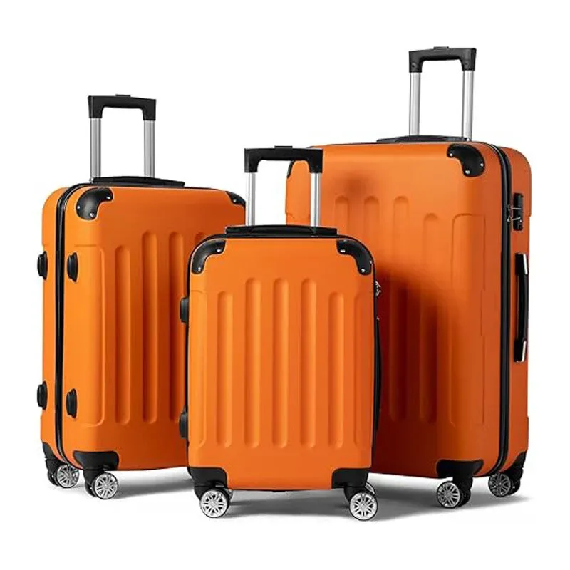 valise bagage abs plastique lignes verticales roues poignées motif voyage famille gris noir violet bleu rose