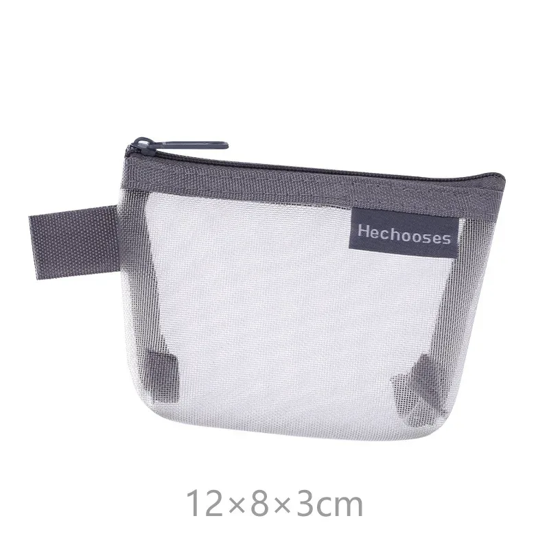 mini sacs à cosmétiques en maille de nylon transparent avec fermeture éclair, petits sacs de maquillage pour rouge à lèvres, pochette pour ligne de données, étui organisateur pour clé d'écouteurs