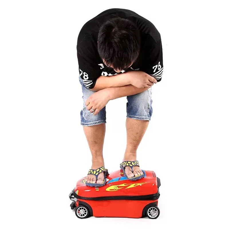 valise rouge animaux voiture caractérisée abs rigidité enfant jeu voyage roulettes fixes compacte légère