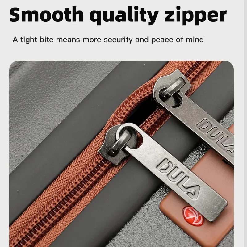 DULA bagage à main avec support pour téléphone tasse valise de voyage roulante à coque rigide avec roulettes Spinner 20 24 26 pouces