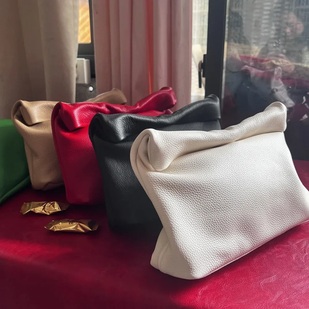sac à main en cuir de vachette 100% authentique, sac à main pliable de haute qualité pour femmes, sac à main de créateur simple avec poignée magnétique
