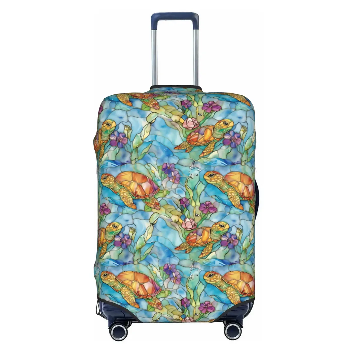 housse de protection pour valise, motif tortues marines sur fond bleu marine, mignonne, convient aux valises de 18 à 32 pouces