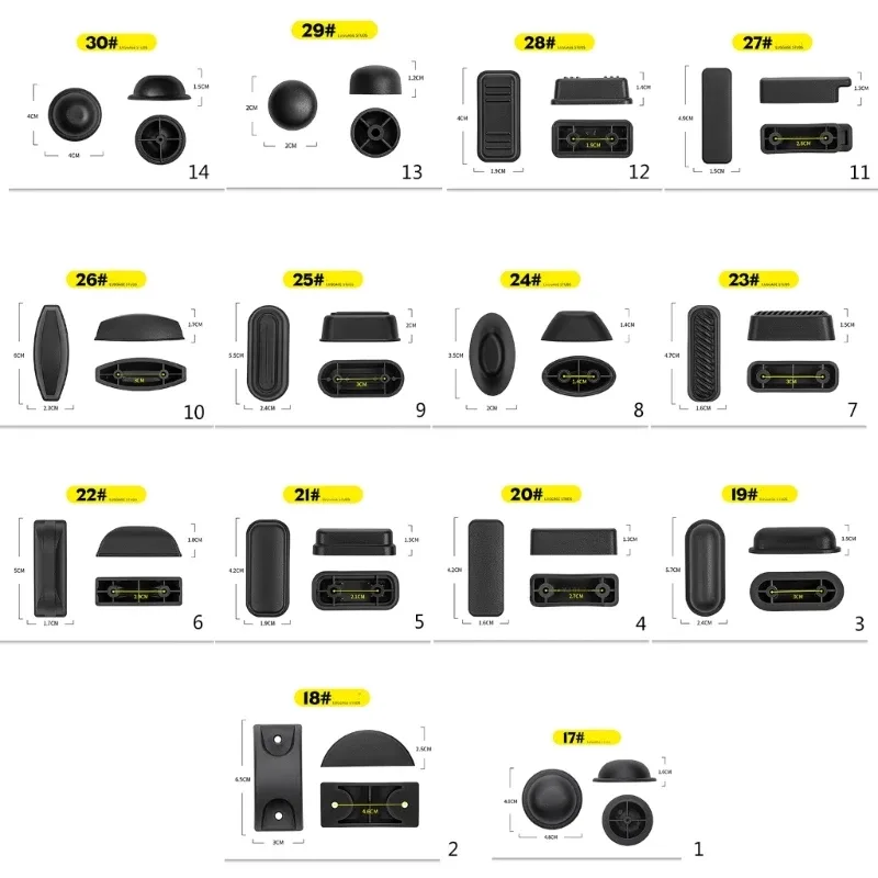 2 pièces remplacement bagages pieds tampons durables valise pieds tampons en plastique bagages goujons valise support