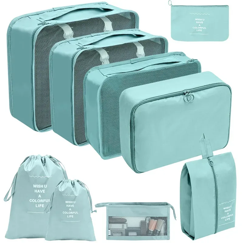 7/8/9 pièces nouvel ensemble organisateur de voyage sacs de rangement grande capacité valise stockage bagages vêtements tri organisateur ensemble pochette à chaussures