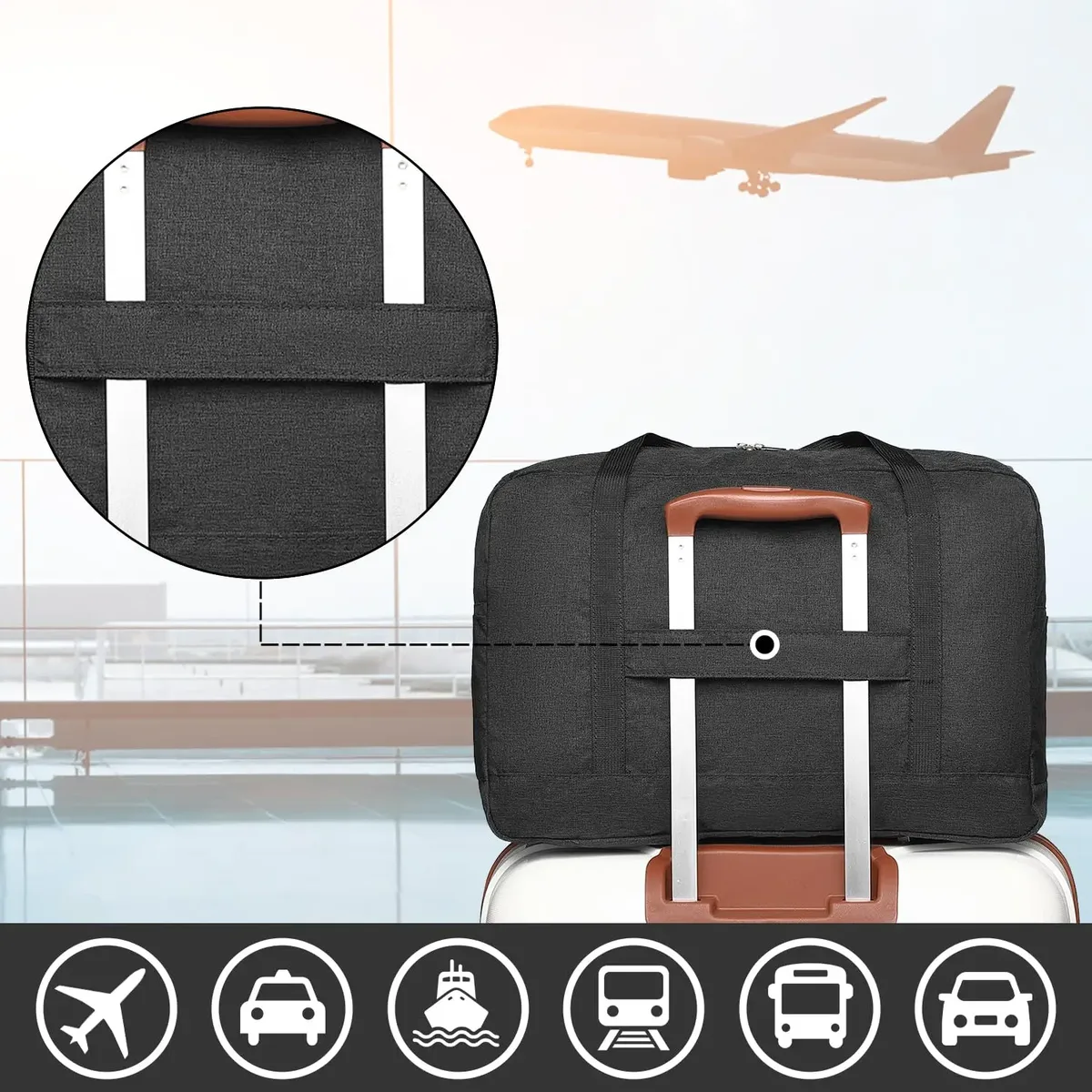 kono-sac à bagages pliable en nylon pour avion, léger et résistant, idéal pour le voyage