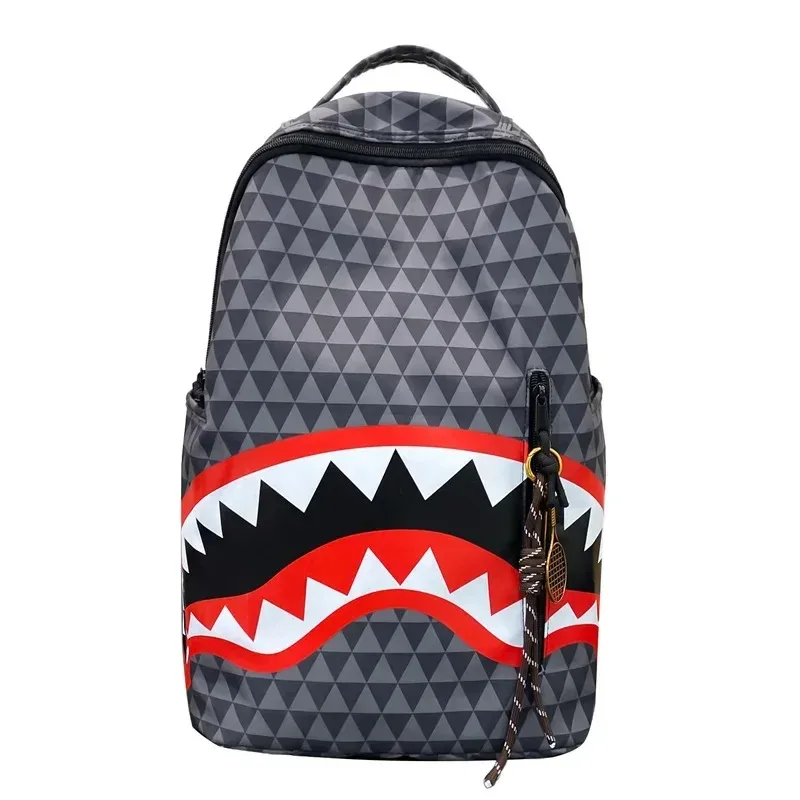 sac requin à carreaux pour hommes, sac à dos de voyage de rue de grande capacité, matériau en nylon, doublure en polypropylène, épaule polyvalente st