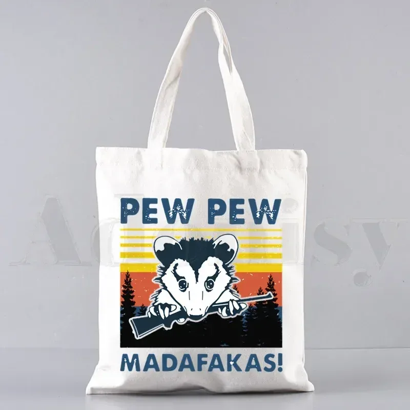 pew pew madafakas sac fourre-tout unisexe sacs en toile sacs à provisions imprimé sac à bandoulière décontracté pliable