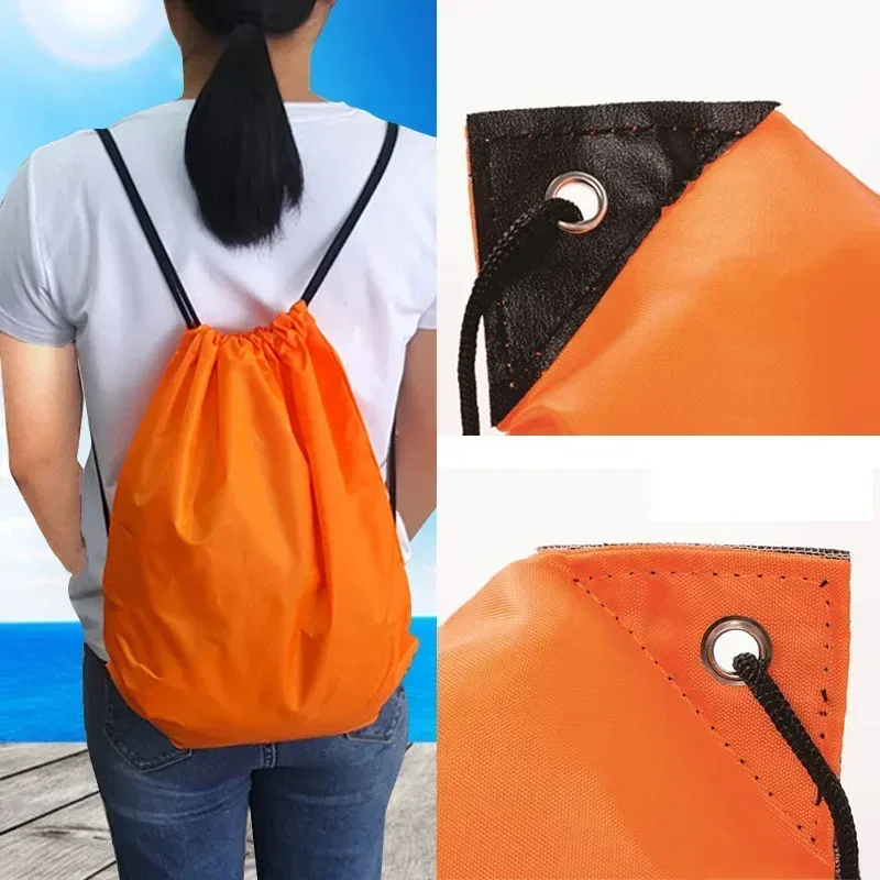 sac à dos portable en nylon avec cordon de serrage pour usage quotidien, voyage, plage, camping, sports de plein air, imperméable