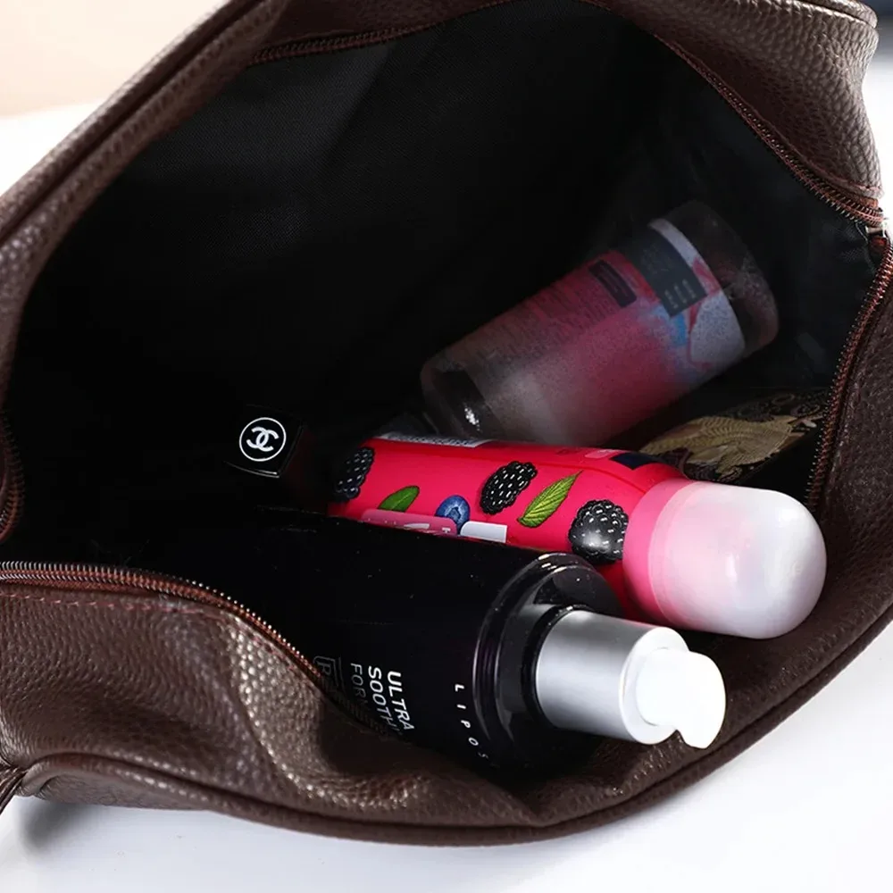 sac à cosmétiques personnalisé grande capacité pour femme, trousse de maquillage personnalisée pour homme, sac de toilette portable avec initiales estampées à chaud dorées et fermeture éclair