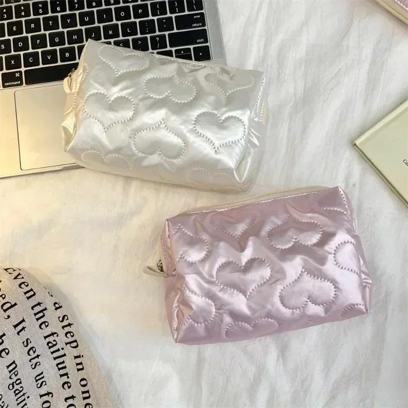 sacs de maquillage à motif d'arc lingge argenté pour femmes, mode mignonne dame filles écouteurs clé rouge à lèvres sac de rangement cosmétique pochette à fermeture éclair