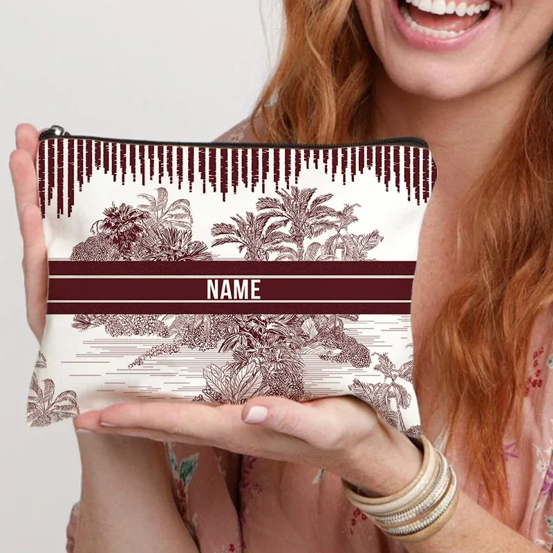 trousse de maquillage personnalisée avec nom pour femmes, cadeau pour enseignant, pochette cosmétique personnalisable, trousse de toilette de voyage, trousse à crayons scolaire