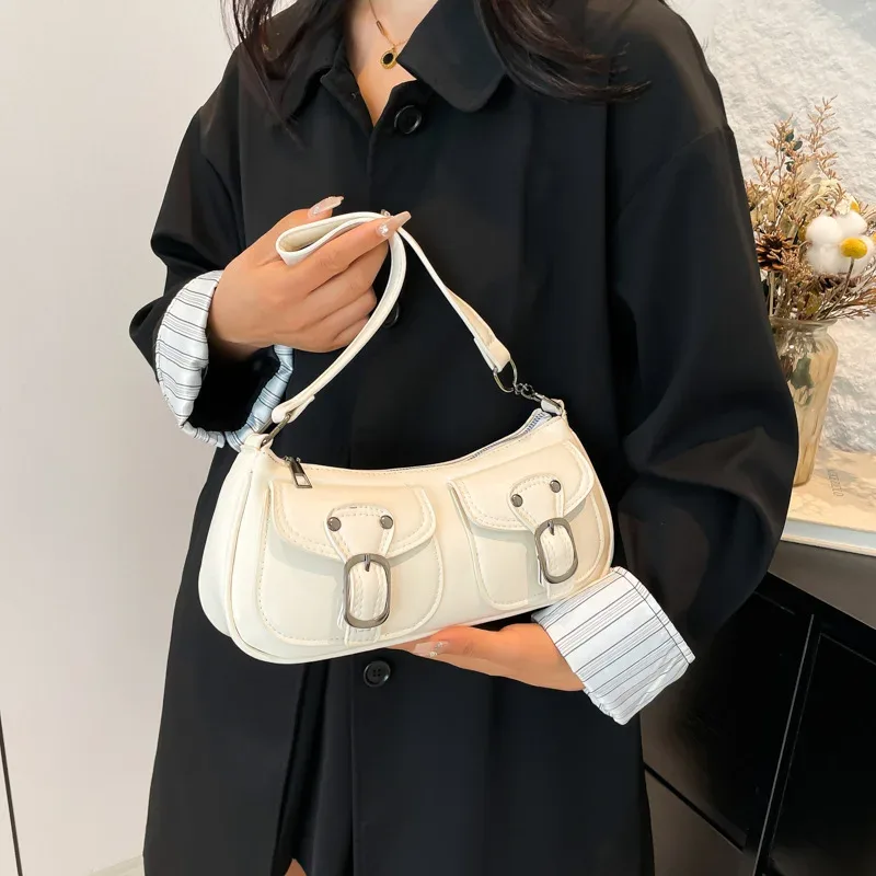 petit sac à main en cuir pu pour femme, sacs sous les bras pour femme, sacs à main à double poche, pochette vintage, mode initiée, y2k