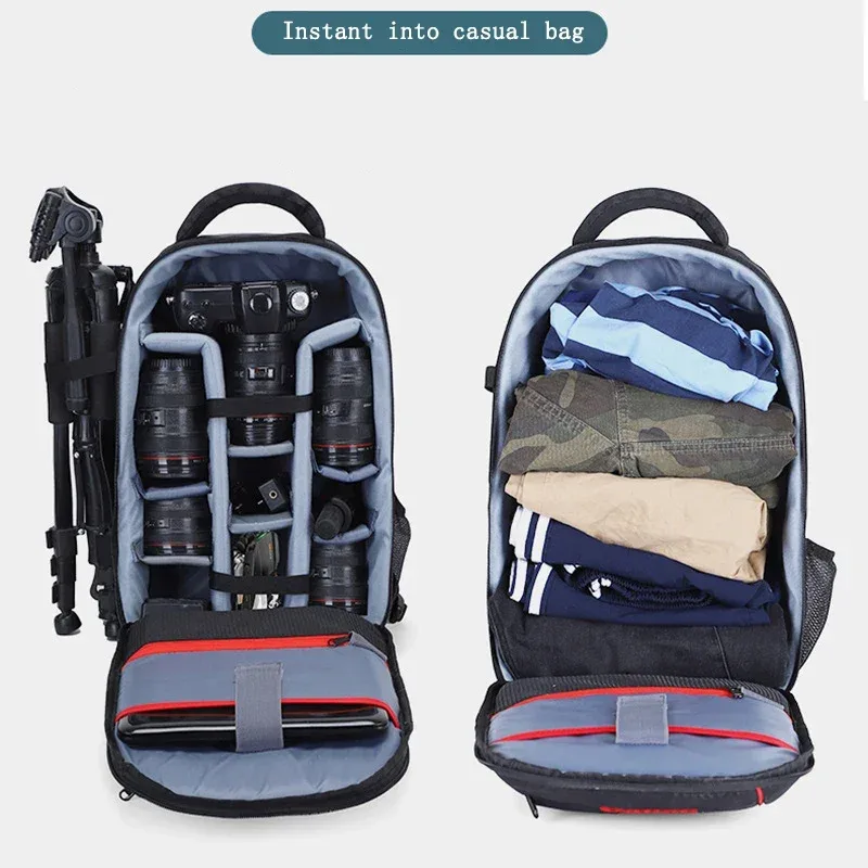 sac pour appareil photo professionnel de grande capacité, sac à dos de photographie en nylon imperméable et résistant à l'usure, personnalisé gratuitement avec votre logo