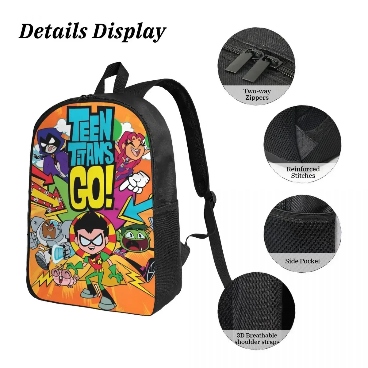 sac dos polyester oxford université dessin animé teen titans go personnages noir pique-nique enfant voyage ecole