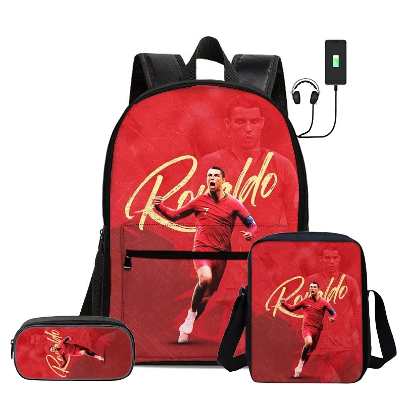 sac dos nylon motifs football noirs couleurs vivaces bandoulière arquée interface usb usage voyage