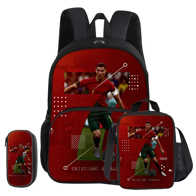 sac dos nylon noir rouge vert sport football trophées ronaldo identité visuelle unisexe voyage école université tranche intermédiaire informatique