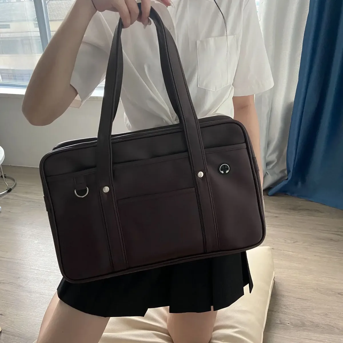 sac d'école japonais bidimensionnel pour étudiante jk, sac à dos en pu pour fille, résistant à l'usure, imperméable, sac à bandoulière messager