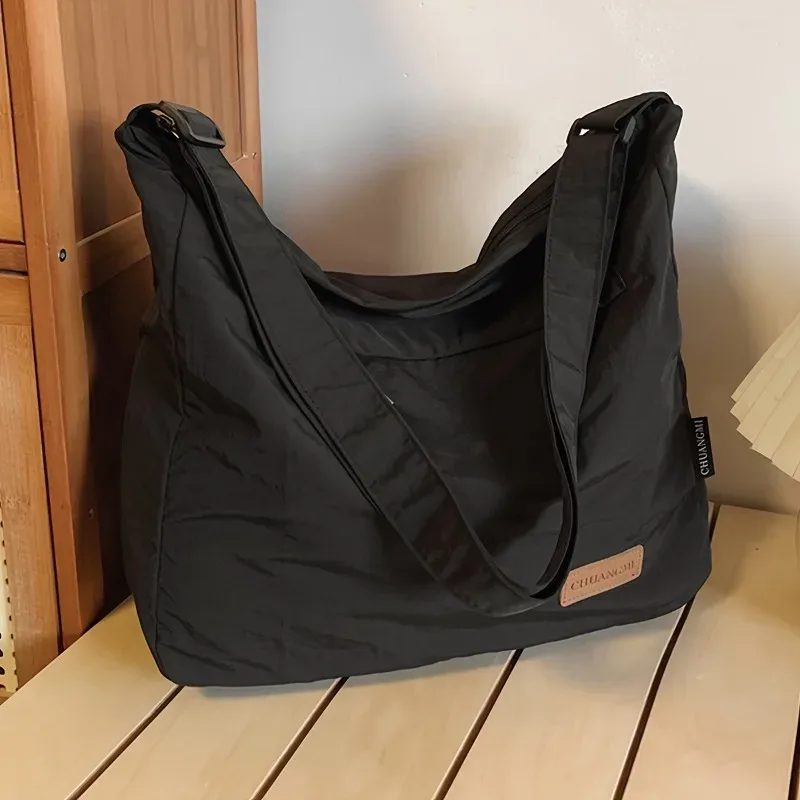 sac à main en nylon, sac à bandoulière souple, sac hobo, sac messager de couleur unie pour femmes, pour le travail quotidien, le shopping, les voyages et les activités de plein air