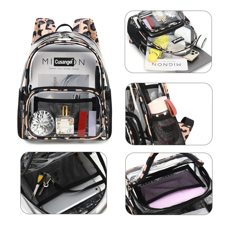 sacs transparents violets de 12 pouces, sac à dos transparent en matériau tpu, sac d'école à la mode pour filles, peut accueillir un ipad de 9.7 pouces