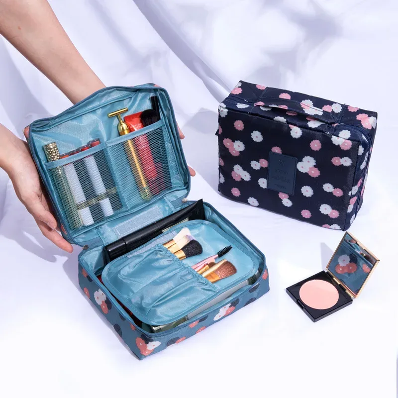 trousse de maquillage de voyage portable pour filles, étanche, multi-compartiments, multifonctionnelle, organisateur de toilette pour femmes