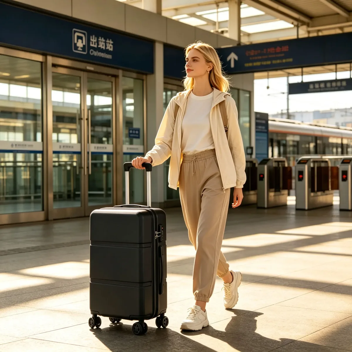 valise yonsly 20/24/28 pouces avec fermeture éclair ykk, serrure tsa 4 360 ° valise rigide à roulettes avec poignée en caoutchouc souple, unisexe, élégante et minimaliste, idéale pour les courts séjours.