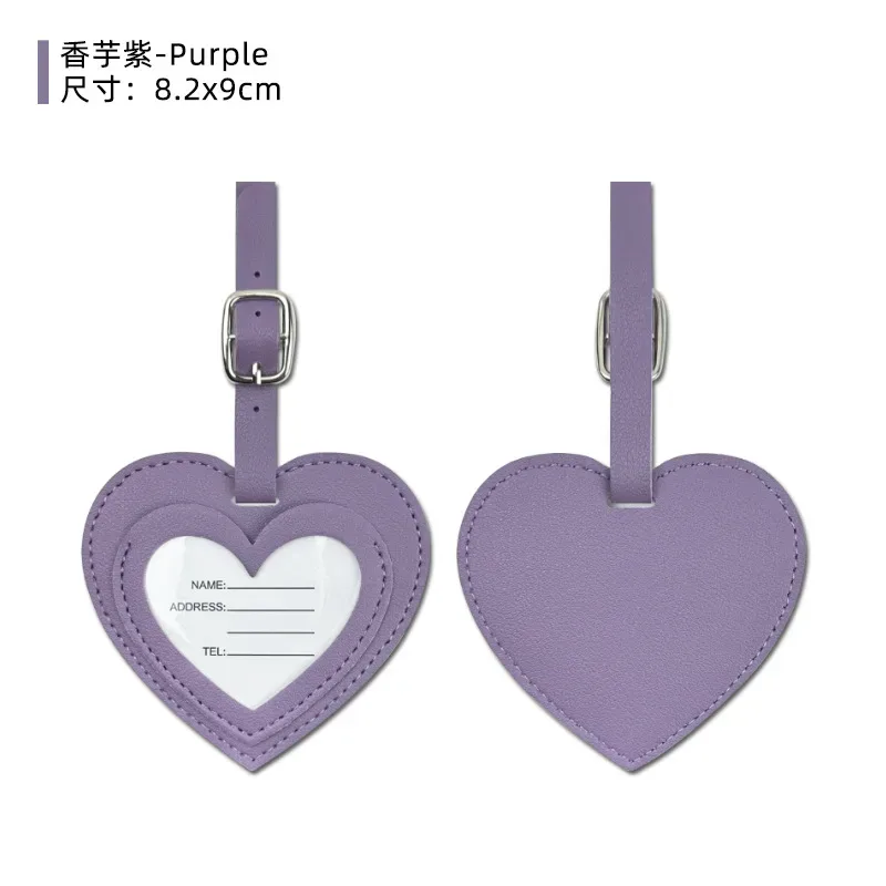 étiquette de bagage de voyage en forme de cœur, personnalisable avec initiales, étiquette de valise de luxe pour affaires, gravure de nom, pendentif de sac à main en pu, vente en gros, cadeau de mariage