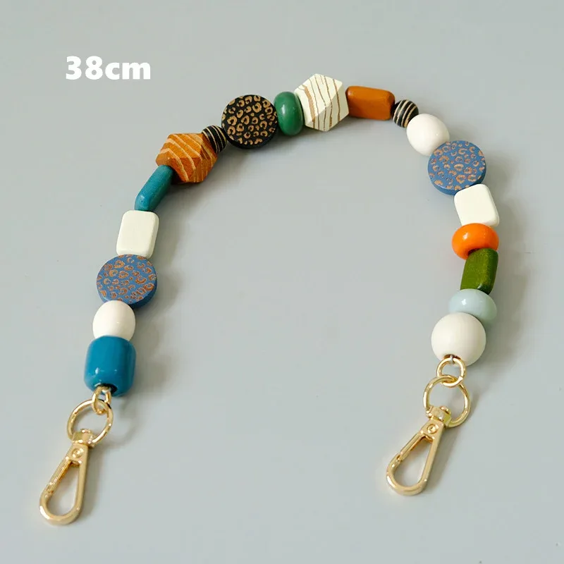accessoire de sac en bois coloré pour femme, partie de perles en résine, bracelet décroissant pour les mains, sangle de coque de téléphone, poignée de remplacement, joo, nouveau