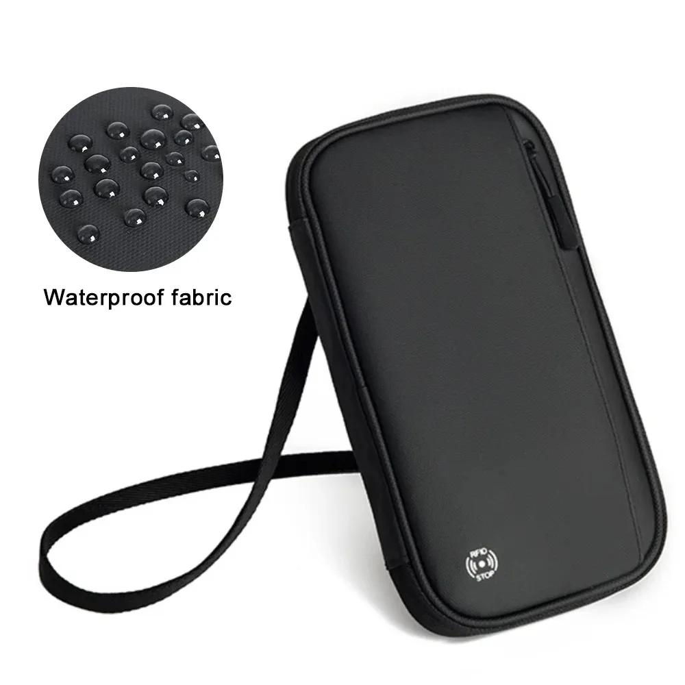 couverture de passeport de voyage, portefeuille avec blocage rfid, porte-passeport familial, étanche, une épaule, sac à bandoulière